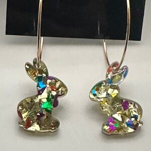 Colorful Hoop Bunny Earrings